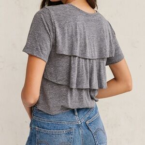 AMO grey ruffled back t shirt